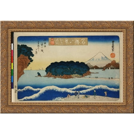 Enoshima seiran 24x18 Gold Ornate Wood Framed Canvas Art by Utagawa Toyokuni II