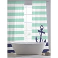 thumbnail image 6 of Anchor Aqua Semi Sheer Curtains 84 Inch Length 2 Panels Set, Modern Navy Blue White Striped Nautical Sheer Kitchen Curtain Privacy Voile Window Curtain for Living Room Bedroom Rod Pocket Drapes, 6 of 7
