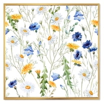 Designart 'Wildflowers Clover Bell and Chamomile II' Traditional Framed Canvas Wall Art Print