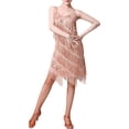 thumbnail image 1 of Fortune Robe de Danse à Paillettes pour Femmes, Bretelles, Franges, Scintillante, Moulante, Cocktail, Fête, Mini Robes, 1 of 6