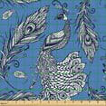 thumbnail image 2 of Ambesonne Peacock Fabric by the Yard Upholstery, Zentangle Bird and Feathers, 5 Yards, Azure Blue Indigo, 2 of 5
