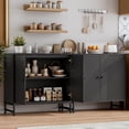thumbnail image 3 of FANRAL 31.5" Wide Sideboard Buffet with Doors,Adjustable Shelf,Modern Minimalist Storage Console for Living Room Kitchen Dining Room,Black Storage Cabinet, 3 of 7