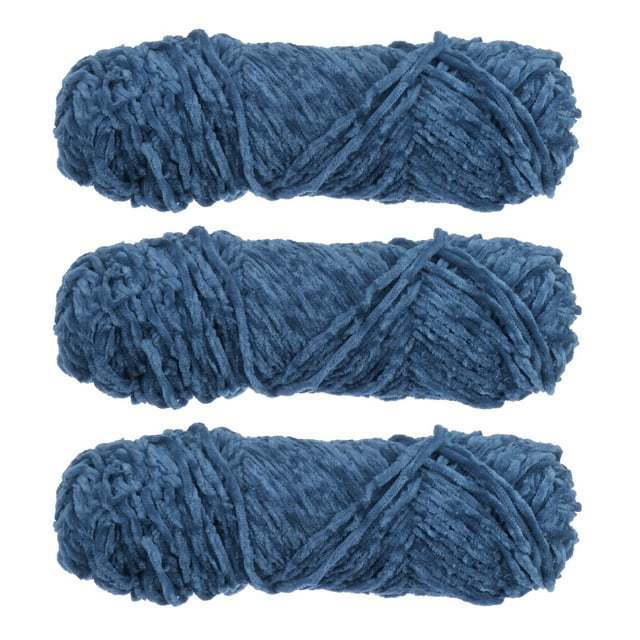 Unique Bargains Fil Chenille en Velours de Polyester Gris Bleu, 3 Écheveaux