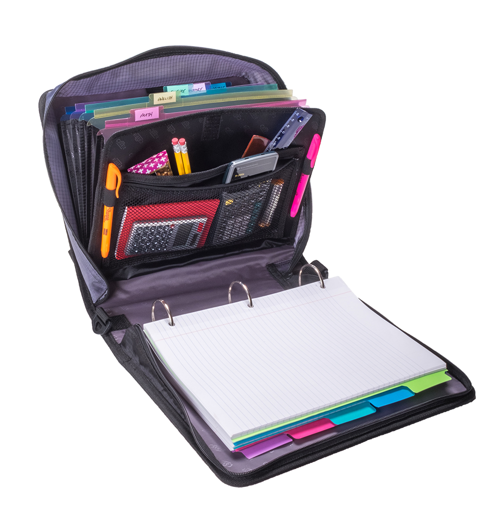Case-it 2 Inch Zipper Binder with 5-Tab File Folder, Green