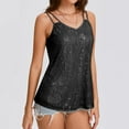thumbnail image 6 of Women's Sequin Sparkly Tank Top Camisoles Summer Sleeveless Shirts Casual Solid Color Cami Blouses for Club Party Performance V-Neck Concert Vests Outfits, 6 of 7
