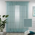 thumbnail image 2 of 3S Brother's Blue Linen Look Extra Long Set of 2 Panels Sheer Curtains Rod Pocket & Back Tab Home Décor Window Custom Made Drapes 10-30 Ft. Long -Made in Turkey Each Panel (100"W x 264"L), 2 of 6