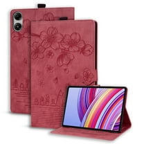 XYX Case for Xiaomi Redmi Pad Pro 12.1 inch 2024 Released, Cherry Blossom Cat PU Leather Folio Stand Magnetic Shockproof Protective Cover (Red)
