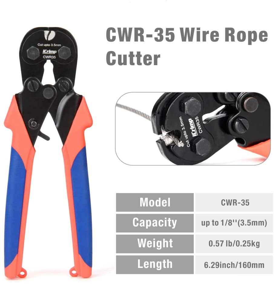 Wire Rope Crimping Tool with cutter Sleeves, Oval Ferrules 1/16- 3/16 —  Iwiss Tools Co Limited