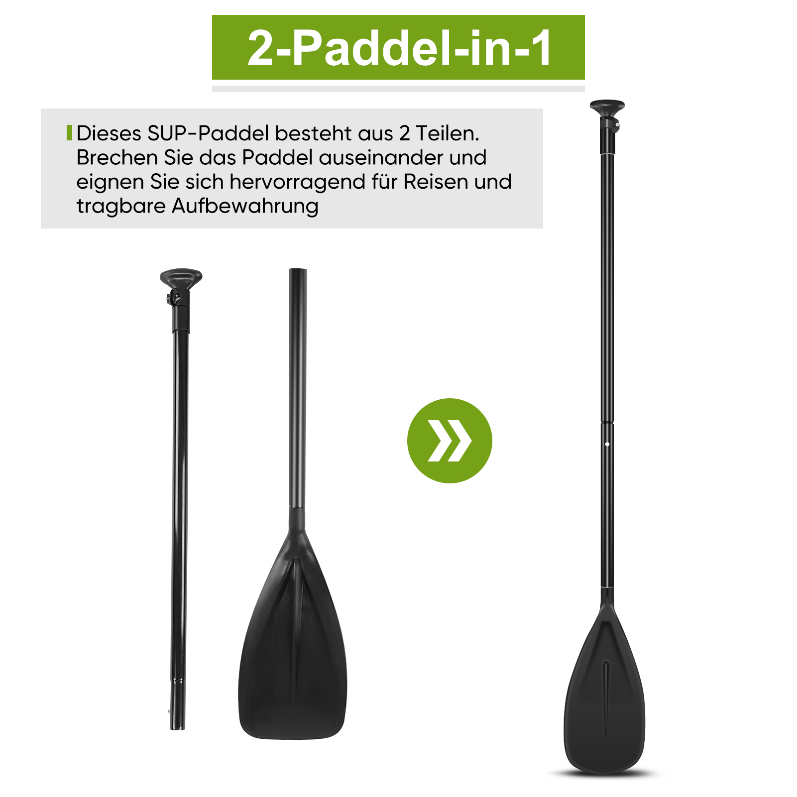 Tebru Boating Paddle, Surfboard Paddle, 2 Section Aluminum Adjustable Paddle for Boating Kayaking Surfing