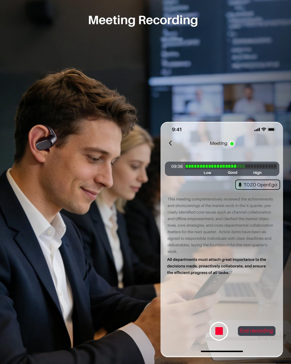 TOZO AI Translation Open Ear Earbuds, Open Ear Bone Conduction Headphones, 145+ Languages, 60H, Stereo Bass, Touch Control, APP-5EQ, Waterproof Lightweight Sports Headphones for Workout Gym, Office
