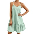 thumbnail image 2 of BRGZLK Stripe Dress for Womens Summer V-Neck Sleeveless Bohemian Beach Halter Dress Green XXL, 2 of 6