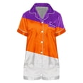 thumbnail image 4 of Silky Satin Short Sleeve Blouse Women Pajamas Casual Matching Relax Shorts Purple Short Sleeve Sleepwear, 4 of 4