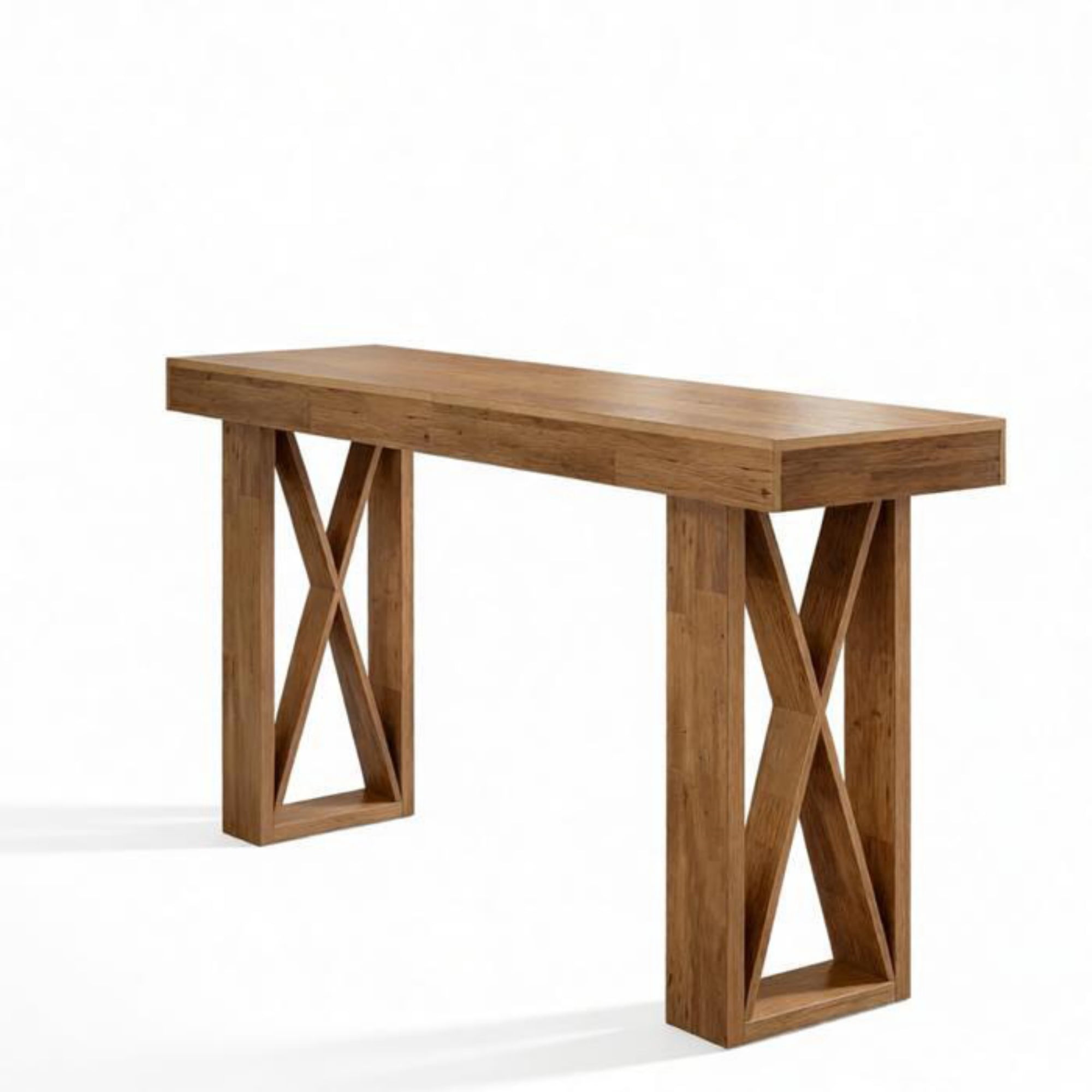 63" Rectangular Bar Table, Counter Height Pub Table with Industrial X-Frame