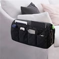 thumbnail image 3 of Yamaler TV Remote Control Holder Couch Sofa Tray Armrest Organiser Chair Couch Caddy Sofa Armrest Bag Bedside Storage Hanging Organiser for Magazine Books Snack Mobile DVD Cellphone Drinker, 3 of 7