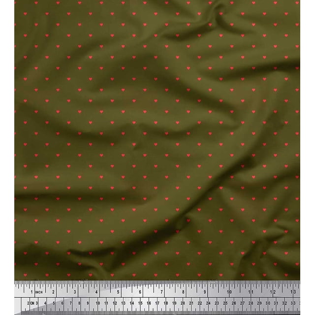 Soimoi Poly Georgette Fabric Heart Shirting Decor Fabric Printed Yard 52 Inch Wide
