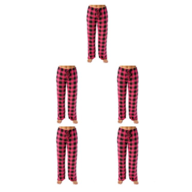 Sonducket Poliéster Mujer Pantalón largo Reemplazo Casual Primavera Verano Flexible Plaid Niñas Señoras Pantalones Ropa de dormir Vino XL Type2 NO2