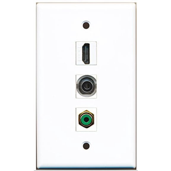 RiteAV - 1 Port HDMI and 1 Port RCA Green and 1 Port 3.5mm Wall Plate
