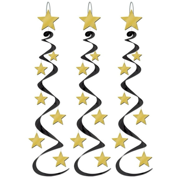 Beistle Black and Gold Star Whirls Decoration (Case of 18)