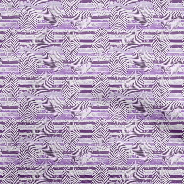 oneOone Polyester Spandex Purple Fabric Tropical Leaf Craft Projects Decor Fabric Printed By The Yard 56 Inch Wide