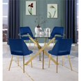 thumbnail image 4 of Round 45" x 45" 5pc Clear Glass Dinette Set with Navy Blue Chairs, 4 of 7