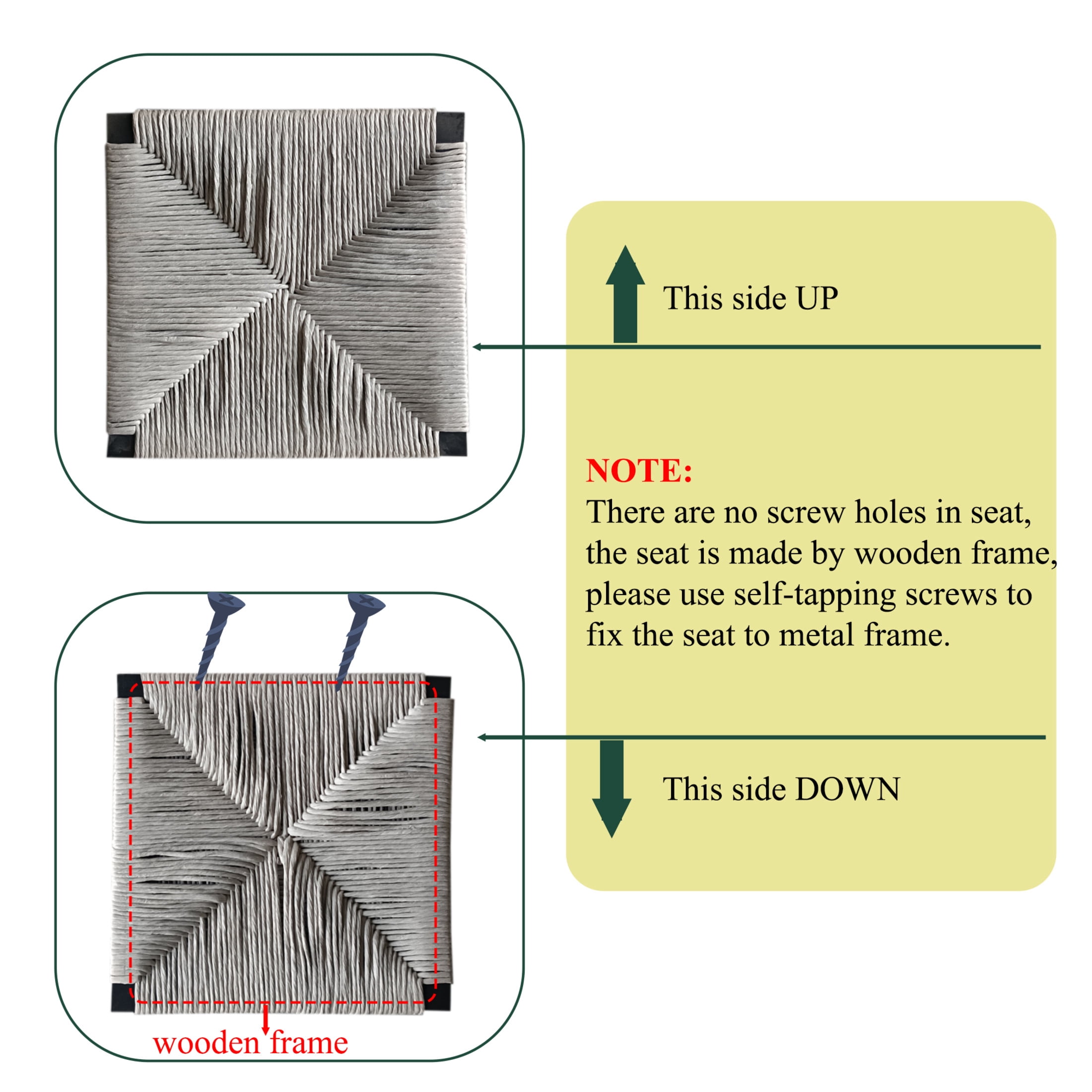 Noble House 34.84" Paper Rope Woven Bar Stools Set of 2, Farmhouse Counter Stool with Footrest, Gray