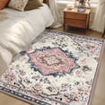 thumbnail image 6 of Beige Boho Living Room Rug 4x6 Washable Area Rug for Bedroom, Non-Slip Dining Room Rugs Ethnic Tribe Chic Elegant Pink Indoor Carpet for Kitchen Entryway Office Nursery Laundry, 6 of 9