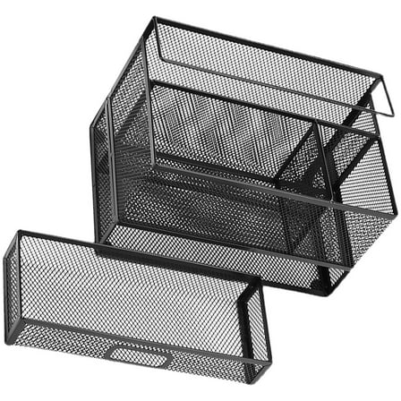 WEUVEB 1 Set Metal Mesh Organizer for Desk in Black With Simple and Stylish Design