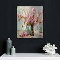 thumbnail image 4 of Nawypu Pink Flower Canvas Wall Art Florals Abstract Picture Teal Turquoise Watercolor Peach Bloosom Painting Artwork Framed for Bathroom Nursery Living Room Bedroom Kitchen Home Office Decor, 4 of 4
