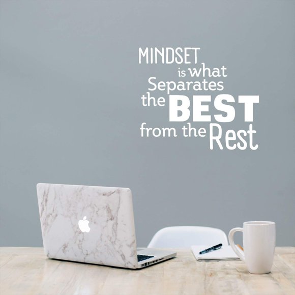 Mindset Est Ce Qui Sépare le Meilleur des Autres - Citations Inspirantes Autocollant Mural en Vinyle - 23 Pouces x 27 Pouces Autocollants en Vinyle - Autocollants Muraux Motivants - Décoration Maison Bureau (Blanc)