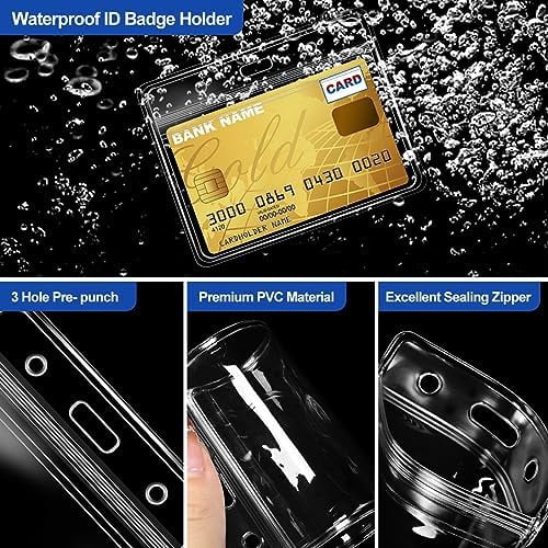 100 Pcs Clear Plastic Horizontal Name Badge ID Card Holders