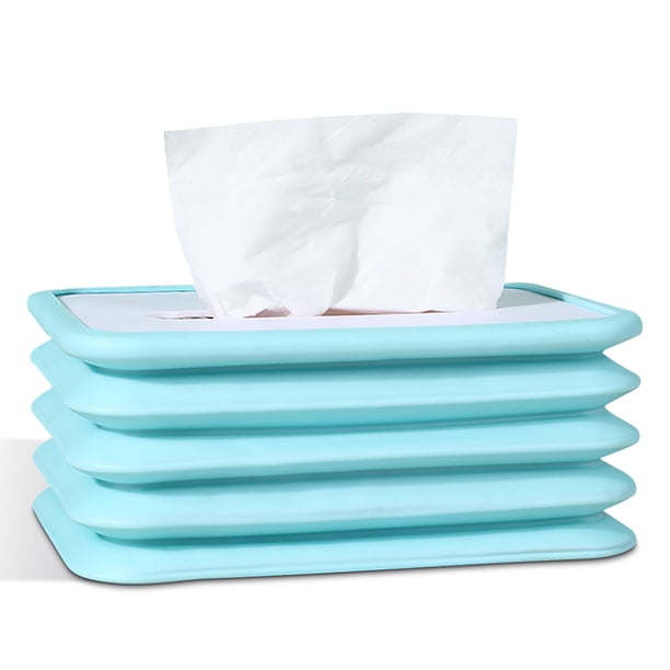 Caja de papel para pañuelos, servilletero plegable, para el hogar, sobremesa, reposabrazos para coche, estuche para almacenamiento de pañuelos plegable, azul kenally HA008372-02
