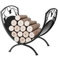 thumbnail image 1 of Support à Bûches en Forme de U, Support de Rangement Lourd pour Foyer avec Rouleaux et Motif de Feuilles, 1 of 7