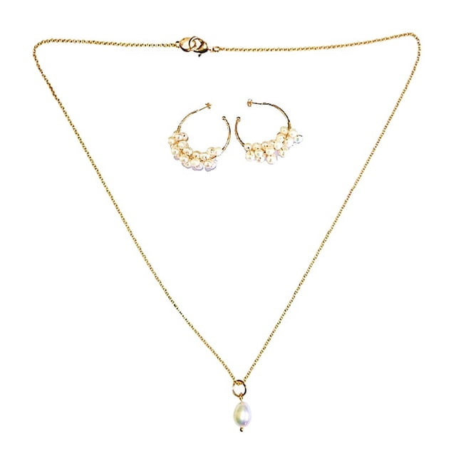 Collar Y Arrancadas Chapa De Oro Perla Natural Cultivada GREG J.M. Clásico