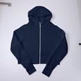 thumbnail image 3 of Holzkary Women's 2025 Zip Up Y2K Hoodies Womens Zip Up Hoodie Cropped Sweatshirts Thumb Hole Jackets Cropped Casual Long Sleeve Sweatshirts Fall Spring Track Jackets with Pockets Navy S, 3 of 8