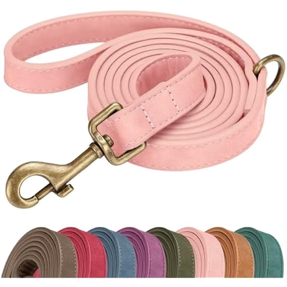 Eryueer Stylish PU Leather Dog Leash for Large Dogs, Easy to Clean 5ft Pink Dog Leashes for Medium Dogs, Cute and Fashionable for Walking, Running and Training,Pink, M