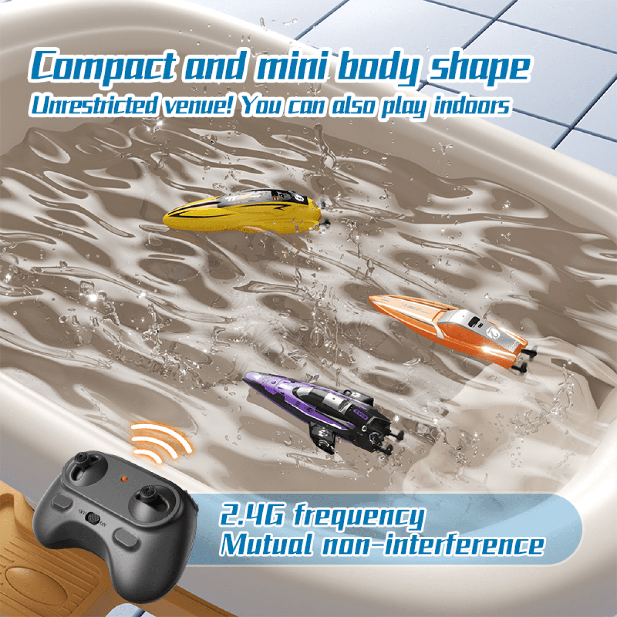 Mini Remote Control Boat for Adults, 2.4G RC Water Toys for Pool Electric Boat for Aged 14+ Christmas Birthday Gifts(Yellow)