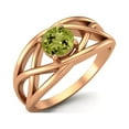 thumbnail image 2 of 0.50 Ctw Round Peridot Crossover Shank 925 Sterling Silver Rose Vermeil Valentines Day Gifts Ring, 2 of 3