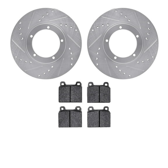 Dynamic Friction Company Front Brake Rotors-Drilled and Slotted-Silver with 5000 Advanced Brake Pads 7502-02003