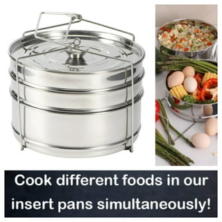 Ecozoi Premium Stackable Steamer Insert Pans Pot in Pot for Instant Pot 3,  5, 6, 8 Quart Instant Pot Accessories - 2 Tier 