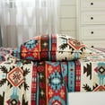 thumbnail image 4 of Chezmoi Collection 4-Piece Southwestern Geometric Motif Sheet Set King Size, Multicolor Red Brown Blue Cream Printed Brushed Microfiber Lightweight Breathable Deep Pocket Bed Sheets, 4 of 9