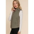 thumbnail image 4 of Saronite Solid Suede Piping Front 2 Pockets Quilted Padding Casual Vest, Olive oil (Women's), 4 of 5