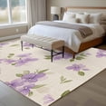 thumbnail image 5 of Spring Flower Area&nbsp;Rug 5x7ft Purple Floral Green Leaf Non-Slip&nbsp;Washable Square&nbsp;Rugs Soft Felt Indoor Floor Mat for Bedroom Kitchen Living Room Bathroom, 5 of 9