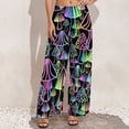 thumbnail image 5 of Pants Neon Mushroom Street Style Straight Wide Leg Pants Elastic High Waist Office Trousers Large Size, 5 of 6