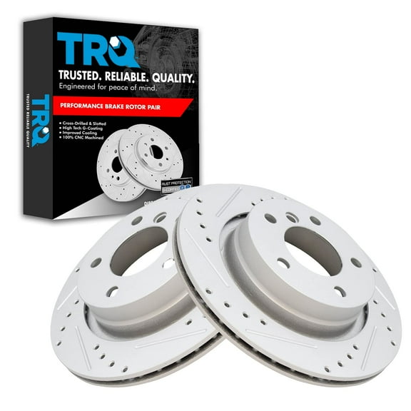 TRQ Rear Performance Brake Rotors Set Premium G-Coated Fits Select 2000 BMW 323Ci 323i 2001-2006 325Ci 2001-2005 325i 328Ci 1999-2000 328i