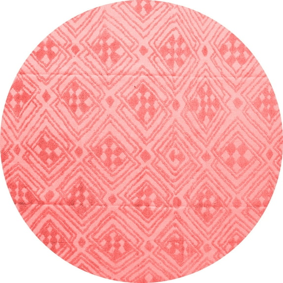 Ahgly Company Indoor Round Abstract Red Modern Area Rugs, 4' Round