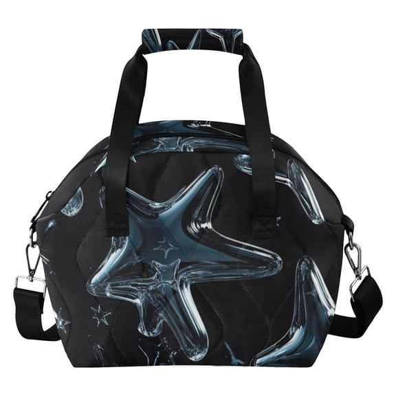 Transparent Glass Stars Insulated Lunch Bag Reusable Quilted Lunch Box Waterproof Leakproof Lunch Container