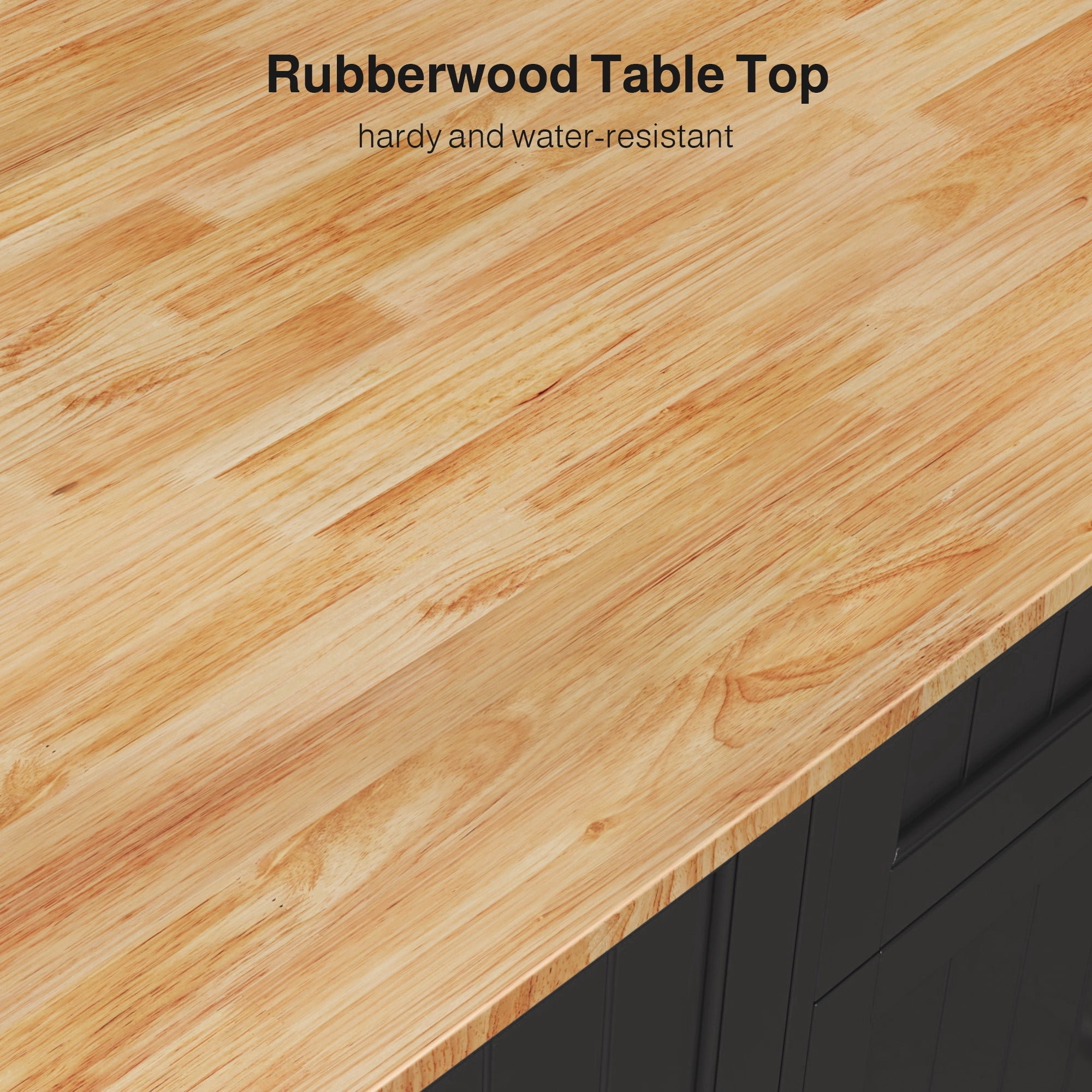 Noelse Rolling Kitchen Island Table with Storage, Drop Leaf Countertop, Kitchen Island with Wheels, Spice Rack & Towel Bar, Black