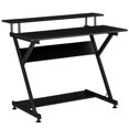 thumbnail image 1 of HOMCOM 39" Compact Computer Desk, Industrial Z-Shaped Writing Desk with Monitor Shelf and Storage, Workstation for Home Office, Black, 1 of 9