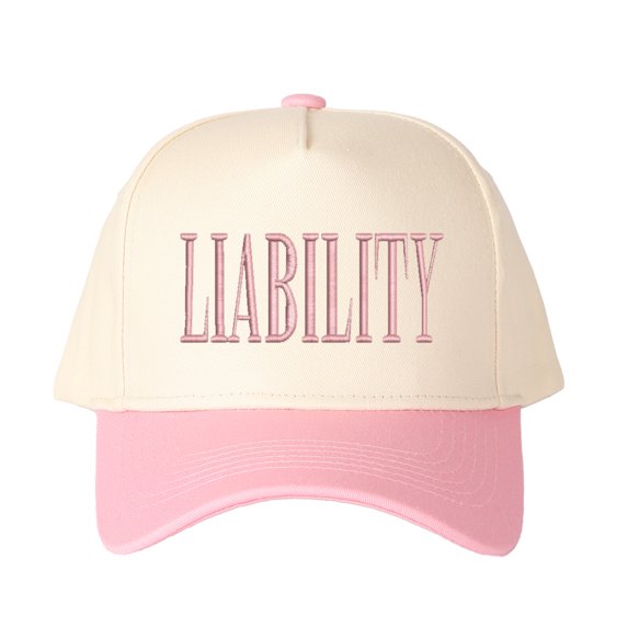 LIABILITY Letter Embroidered Color Block Trucker Hat Unisex Adjustable Cotton Breathable Fashion Cap for Travel Daily Wear