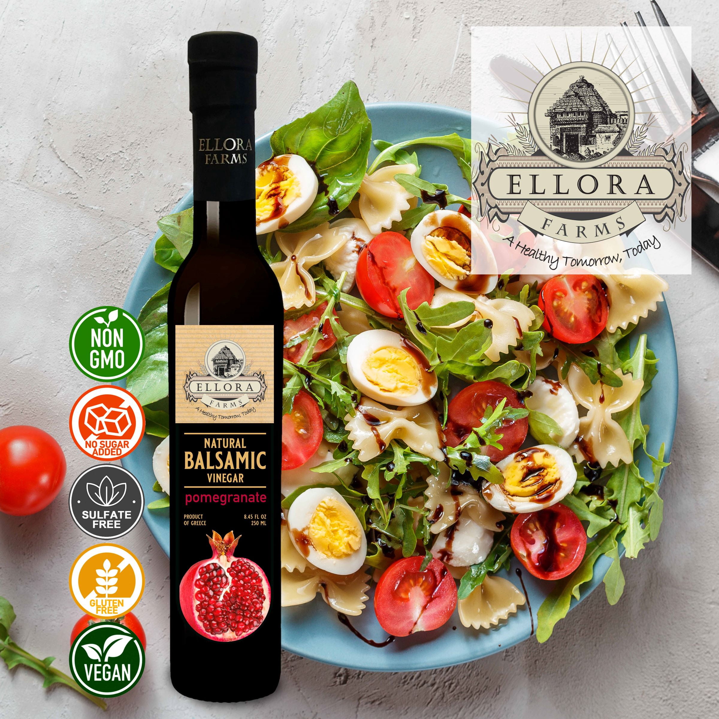 Ellora Farms Pomegranate Infused Thick Balsamic Vinegar, Glass Bottle, 8.45 oz